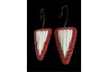Beaded Arrow - Dentalium Earrings - Red & Gold Seed Beads