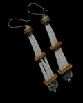 Dentalium Earrings w/Abalone Shell & Dark Red Crystal Beads