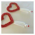 Beaded Heart Earrings - Dentalium Drop w/ CZ White Pearl Crystal